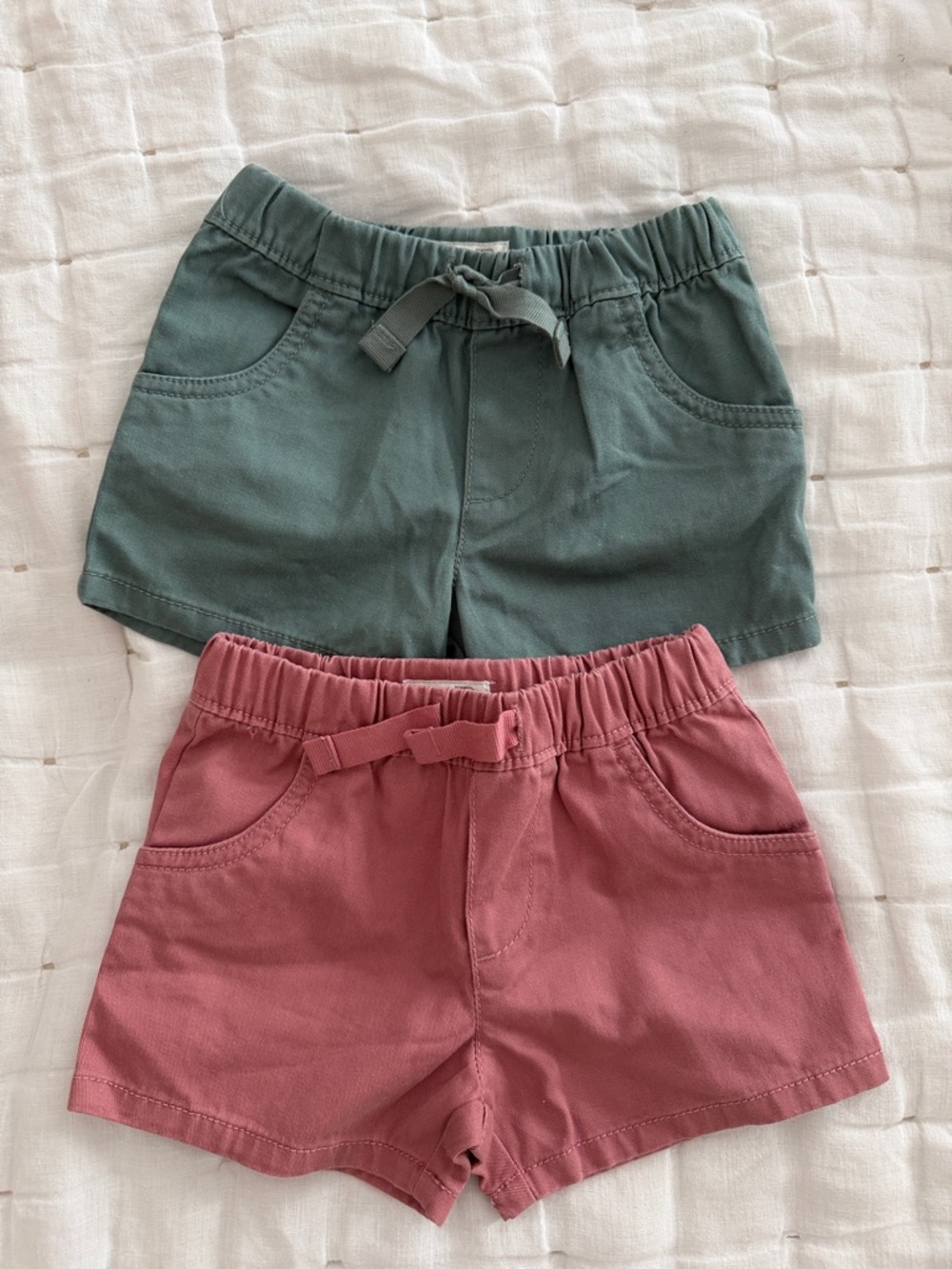 Little planet Drawstring Shorts - Green & Dusty Rose